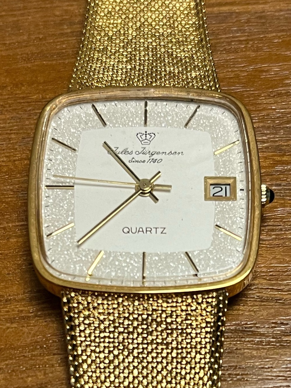 Vintage Jules Jurgensen Gold Tone Mesh Bracelet Watch Retro Dress Watch